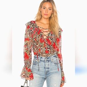 SHOW MY YOUR MUMU Elton Top in Coyote Crush. Size XS